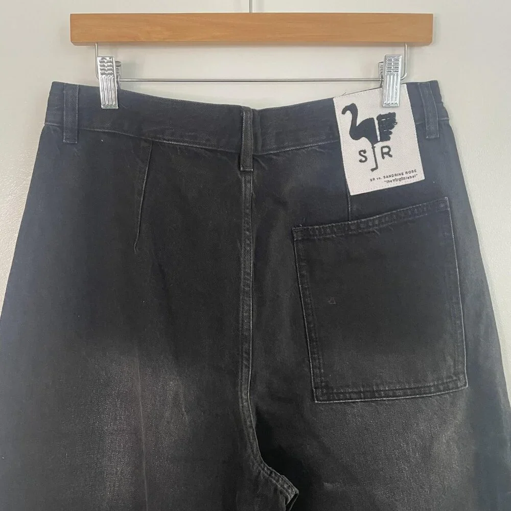 Sandrine Rose Jeans Womens‎ 30 Black Wide Leg Baggy High Rise Distressed Grunge